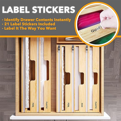 SpaceAid bamboo plastic wrap and foil organizer