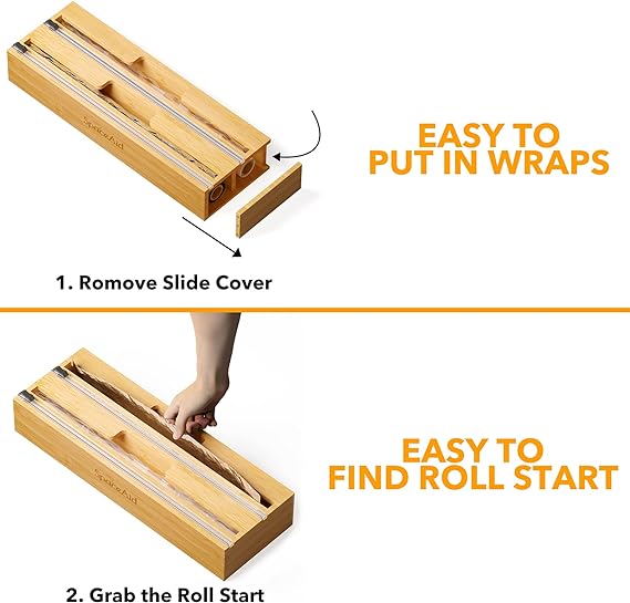 SpaceAid bamboo plastic wrap and foil organizer