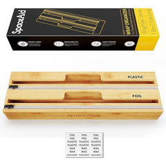 SpaceAid WrapNeat 2 in 1 Long Plastic Wrap And Foil Organizer with Cutter and Labels, Compatible with 15