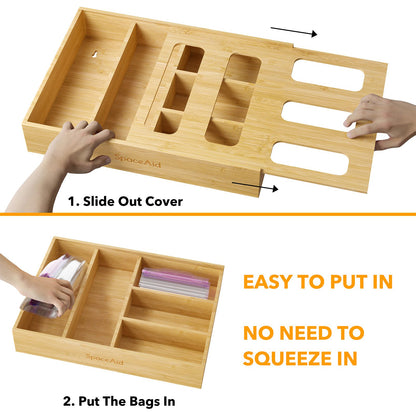 SpaceAid bamboo ziplock storage bag organizer